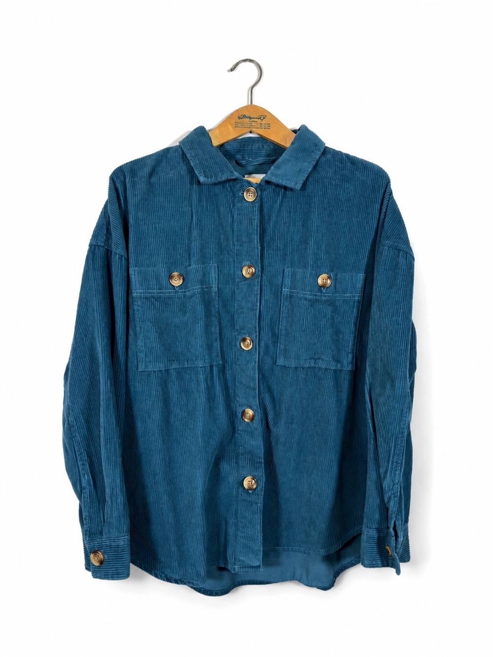 DIP Fine Wale Cotton Corduroy Shacket Blue Long Sleeve Button Up Shirt Size XL